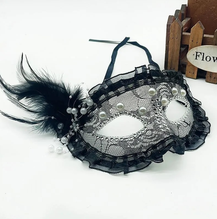 Pink Feathered Masquerade Mask 149