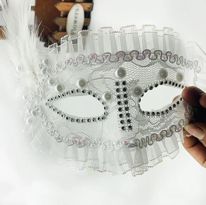 Pink Feathered Masquerade Mask 149