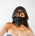 Black Crystal Fringe Face Mask 154