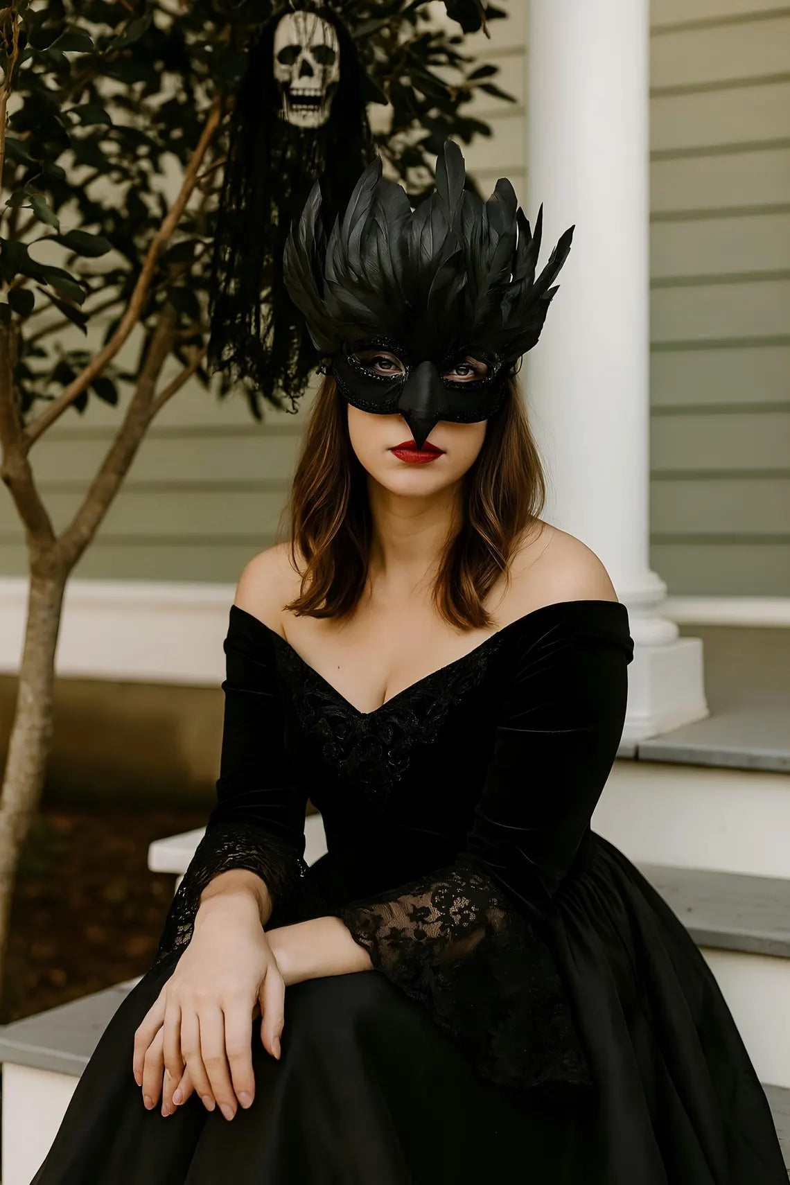 Black Raven Crow Mask – Handmade Gothic Masquerade Costume Accessory