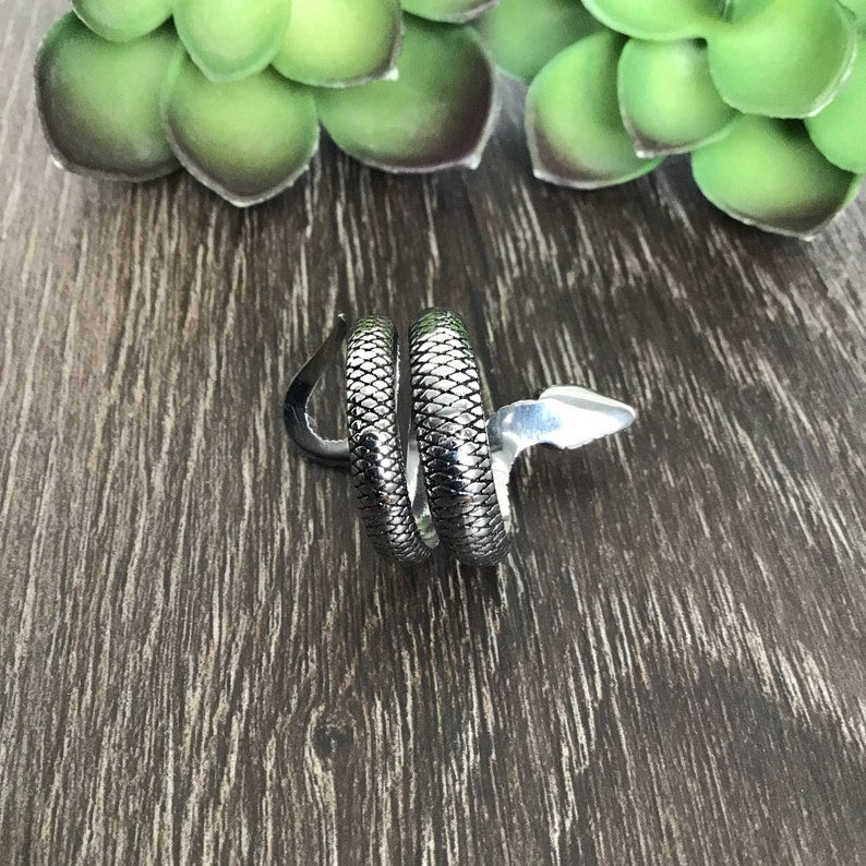 Gothic Coiled Snake Wrap Ring