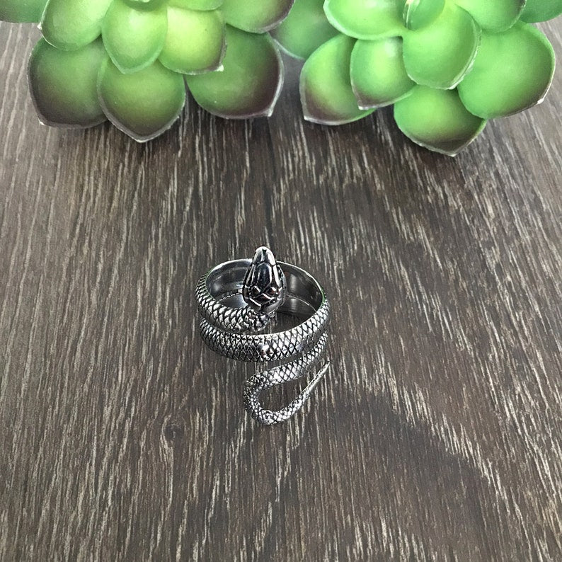 Gothic Coiled Snake Wrap Ring