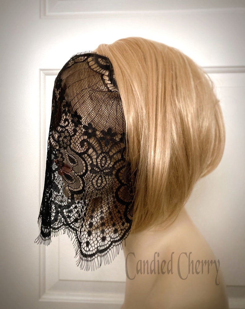 Wide Coverage Black Eyelash Lace Mask Veil 80