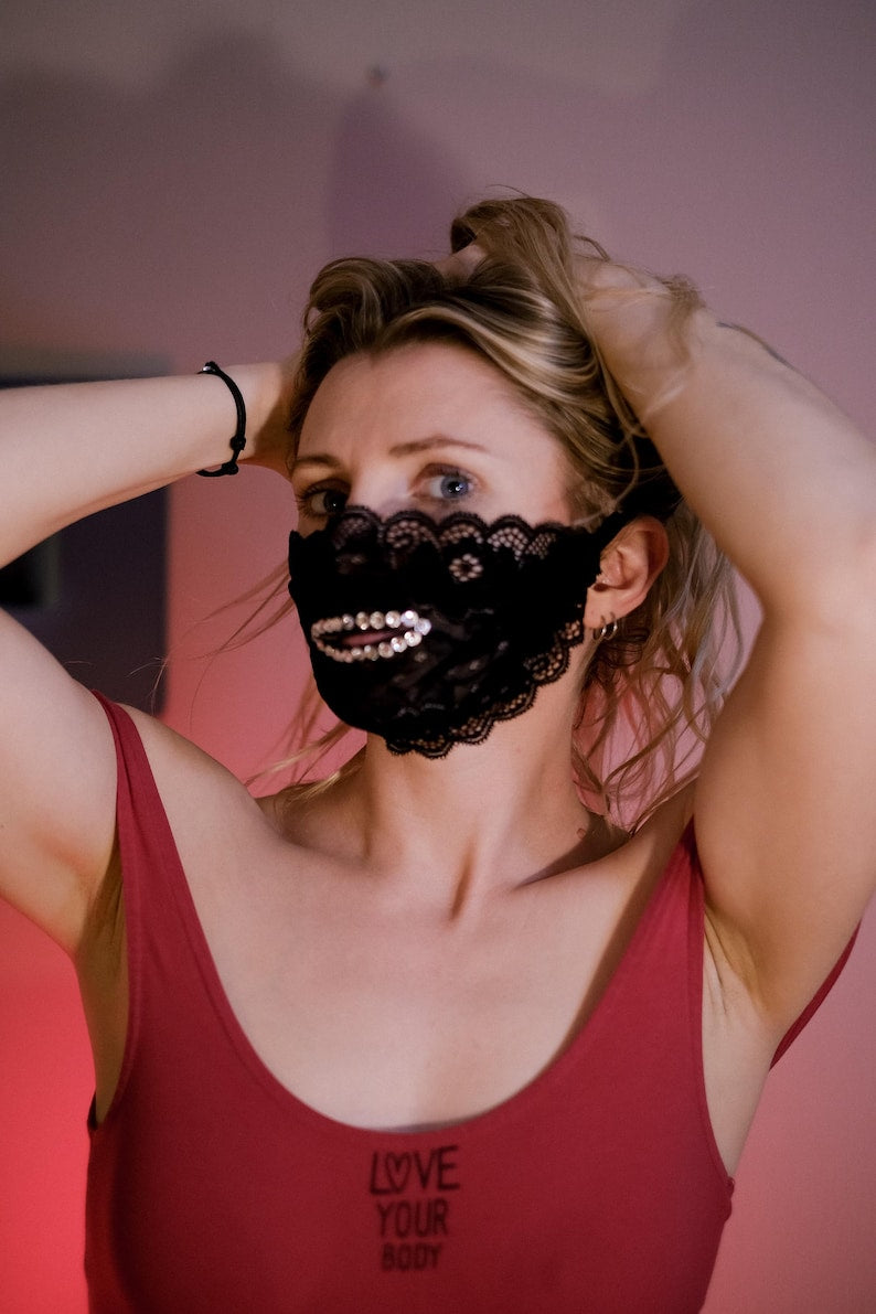 Fetish Blindfold mask with rhinestones - Sexy Eyes mask 166
