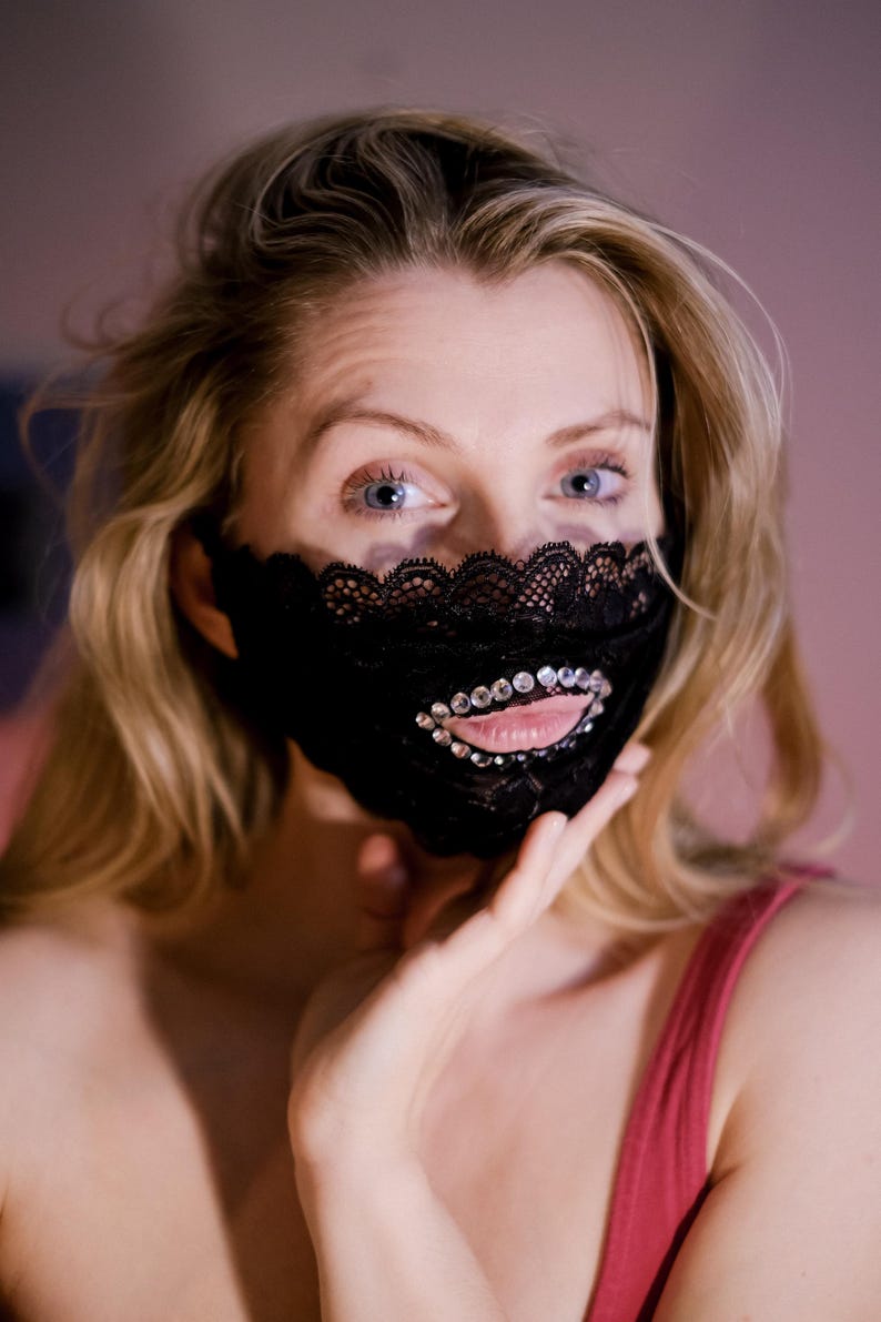 Fetish Blindfold mask with rhinestones - Sexy Eyes mask 166