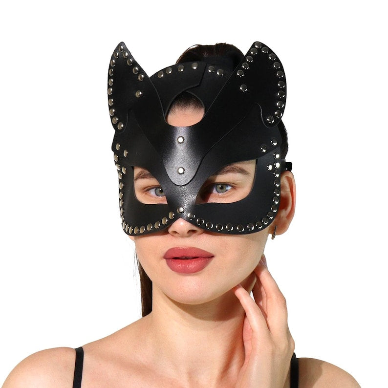 Leather Cat Mask: Cosplay Rave Accessory 147