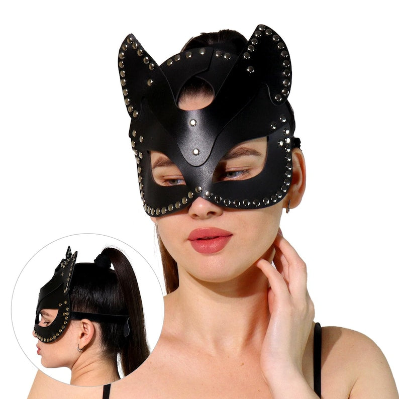 Leather Cat Mask: Cosplay Rave Accessory 147