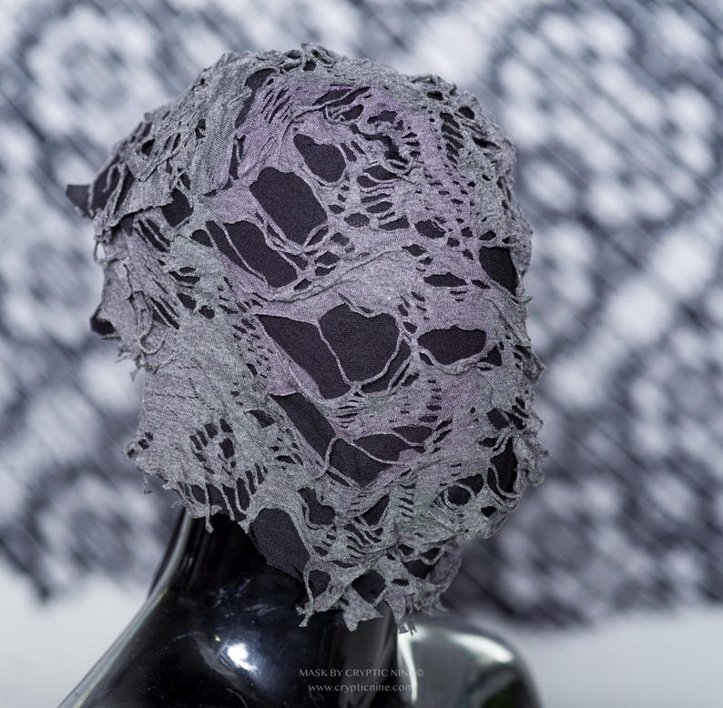 Black and Grey Flow Haute Couture Lace Mask 77