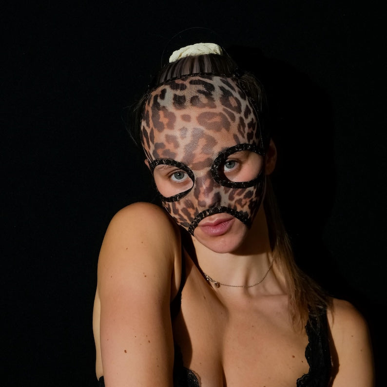 Sheer Leopard Print Full-Face Mask 161