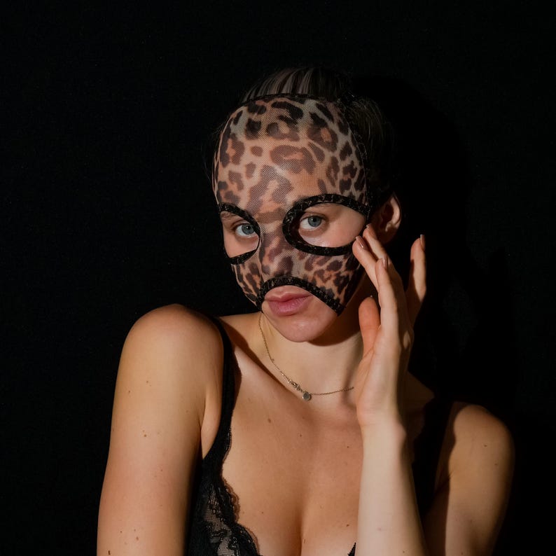 Sheer Leopard Print Full-Face Mask 161