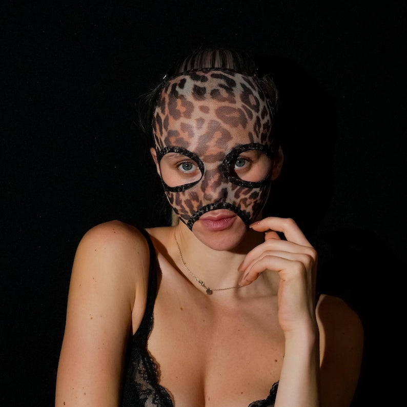 Sheer Leopard Print Full-Face Mask 161