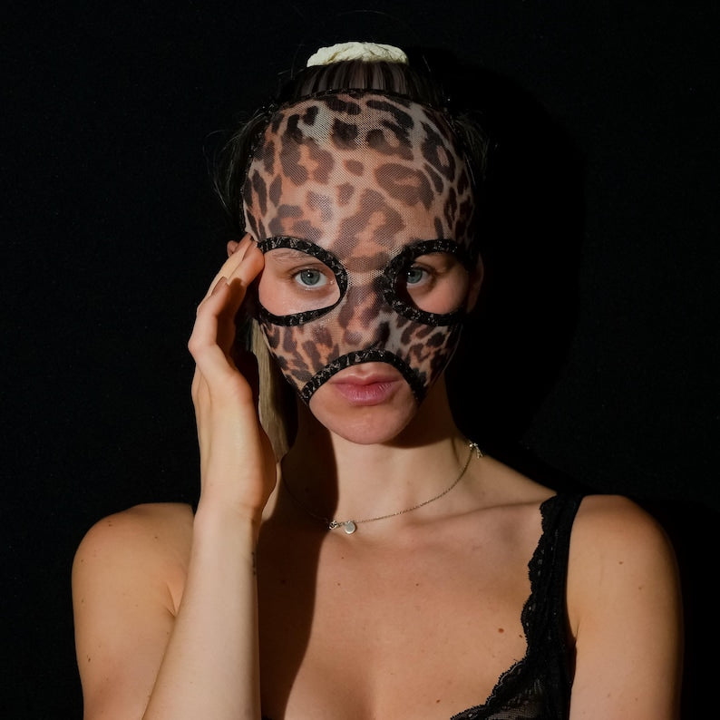 Sheer Leopard Print Full-Face Mask 161