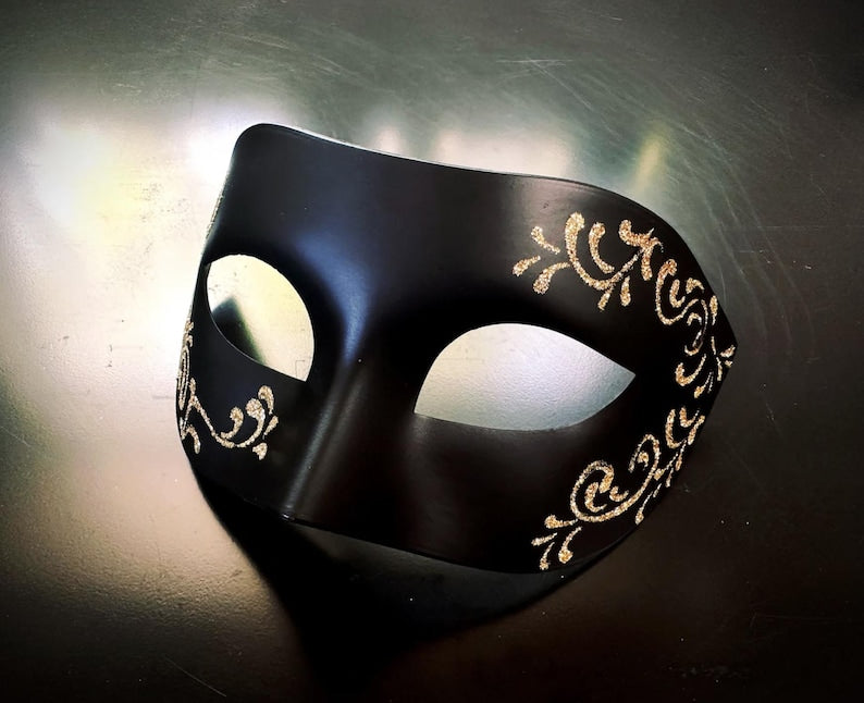 Black Gold Butterfly Couples Masquerade Mask Set