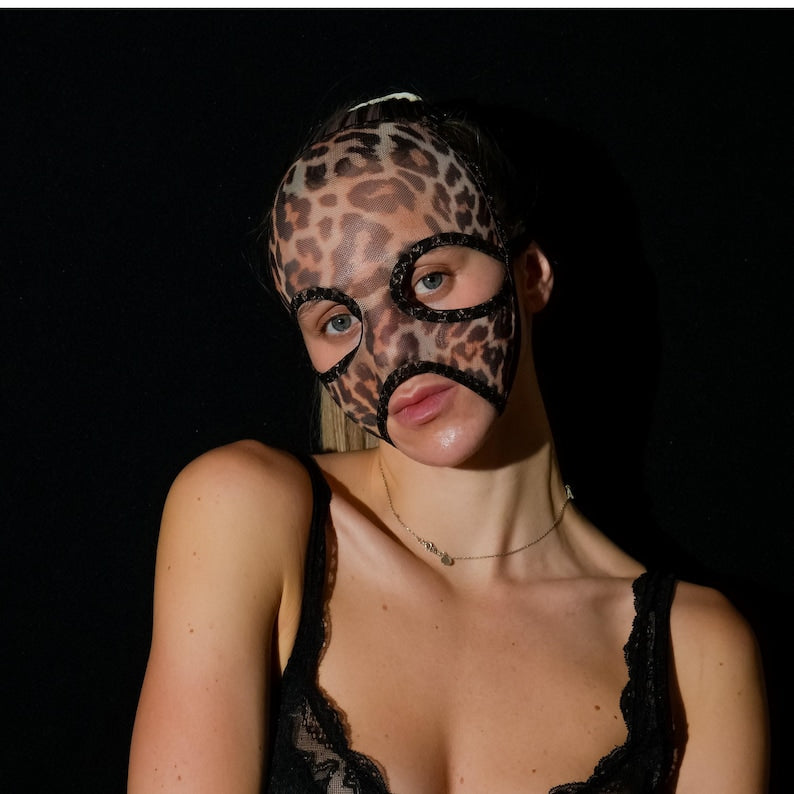 Sheer Leopard Print Full-Face Mask 161