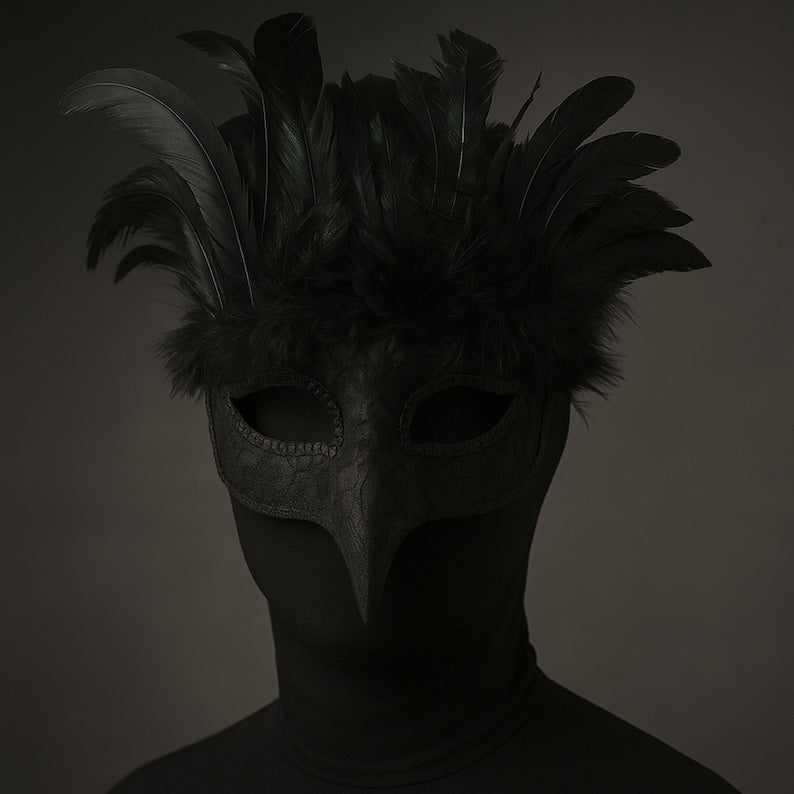 Black Raven Crow Mask – Handmade Gothic Masquerade Costume Accessory