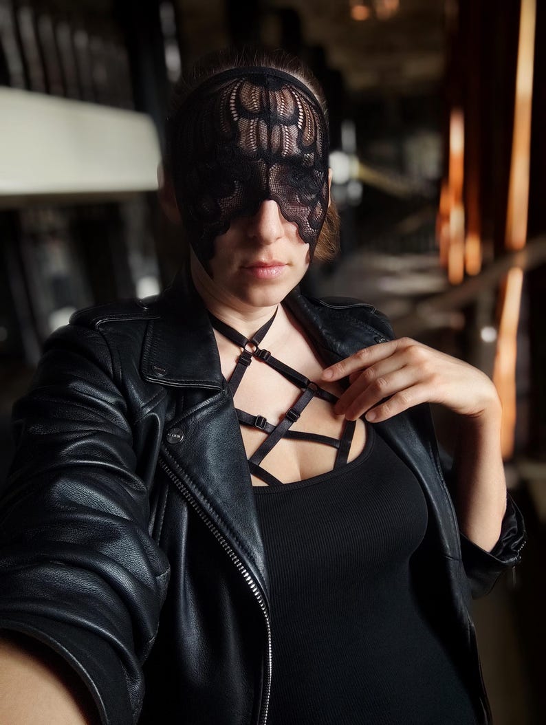 Black Floral Lace Eye Veil Mask 44