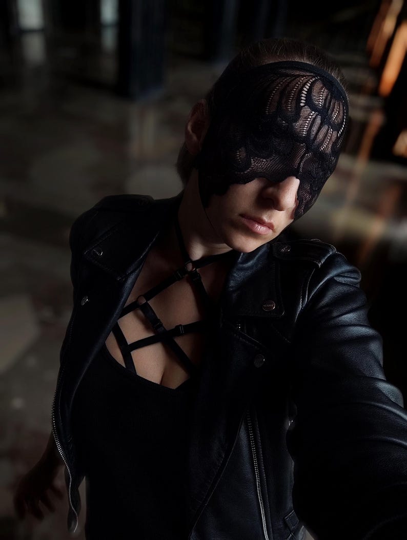 Black Floral Lace Eye Veil Mask 44