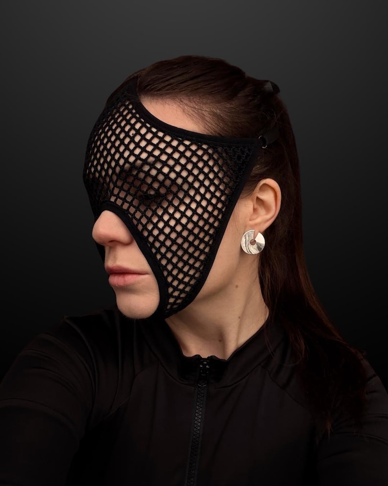 Handmade Black Mesh Rave Mask 69