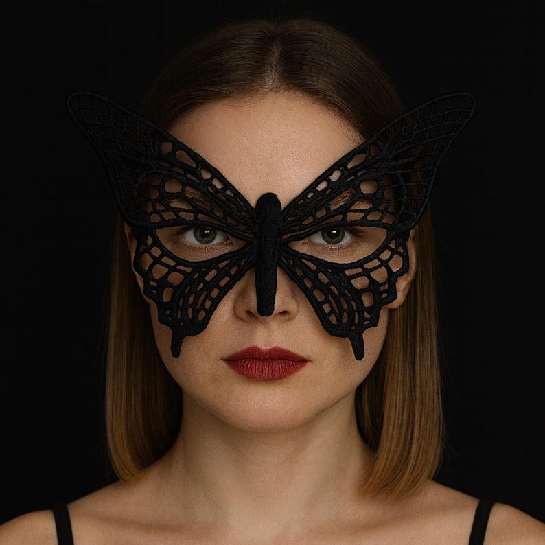 Black Butterfly Lace Mask 150