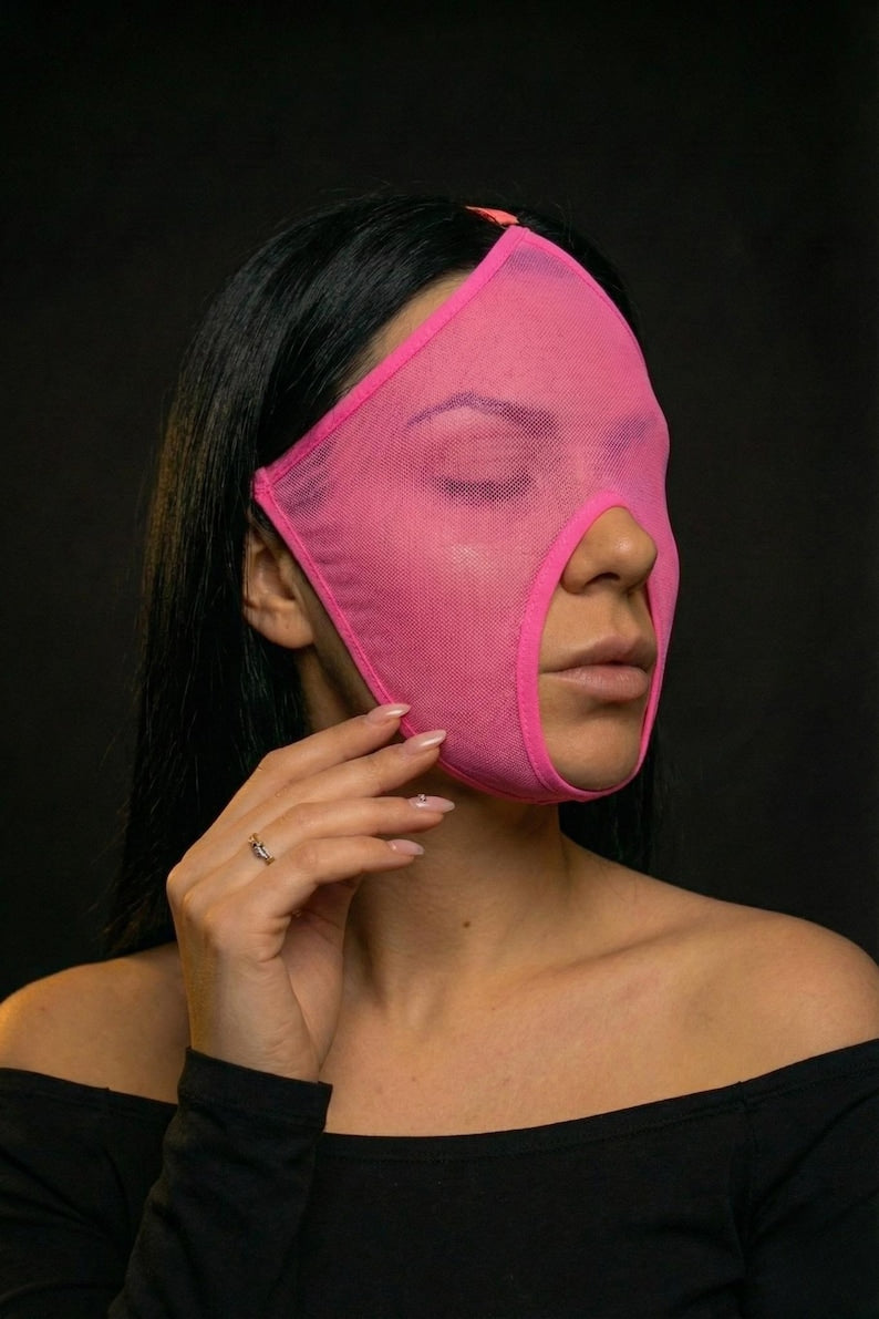 Handmade Black Mesh Rave Mask 69