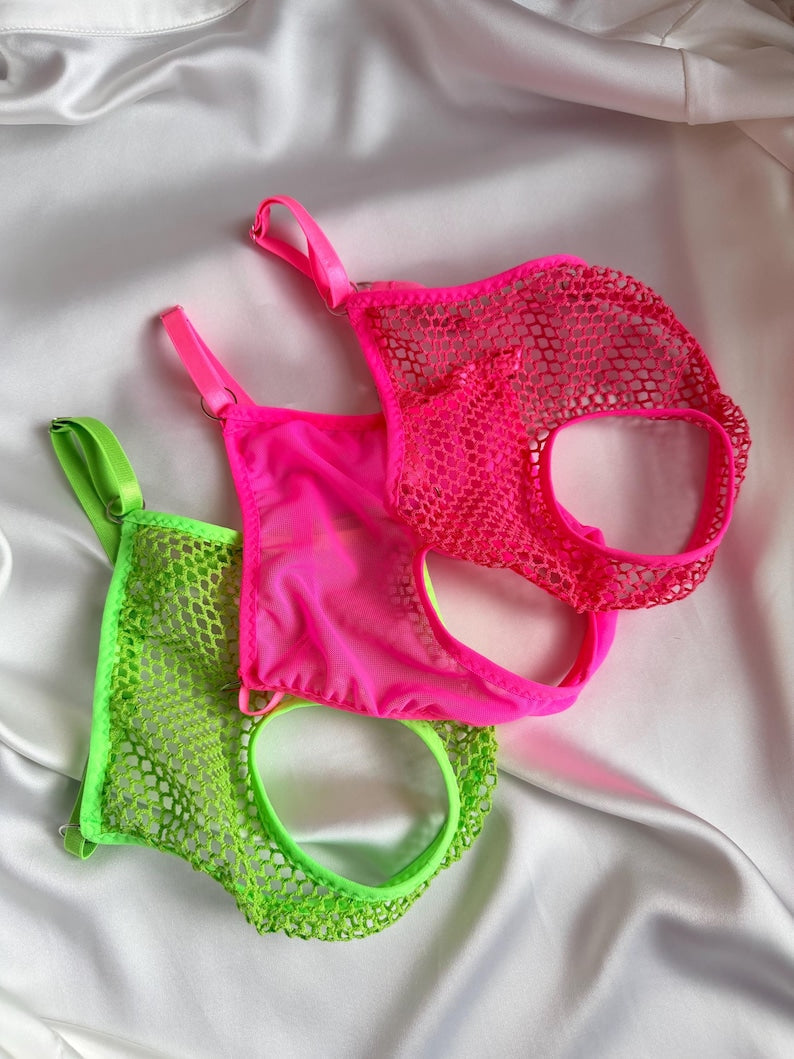 Handmade Black Mesh Rave Mask 69